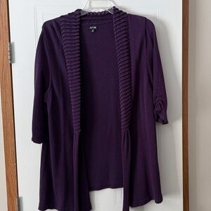 Apt. 9 Women's Purple Open-Front Rib Trim Cardigan